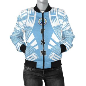 Federated States Of Micronesia Women Bomber Jacket - Polynesian Tattoo Flag - BN0110 Bomber Jacket