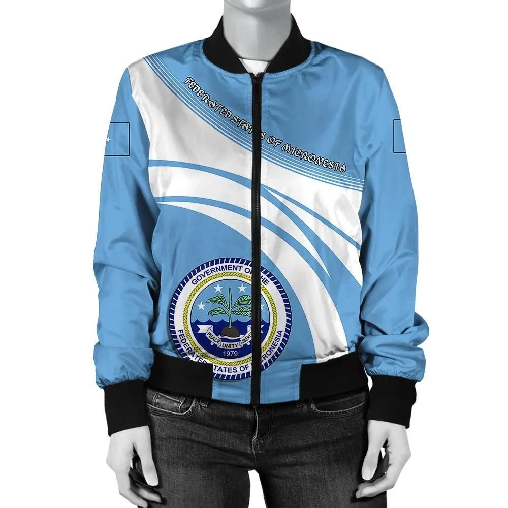 Federated States of Micronesia Coat Of Arms Women Bomber Jacketticket Bomber Jacket Federated States of Micronesia Coat Of Arms Women Bomber Jacketticket Bomber Jacket