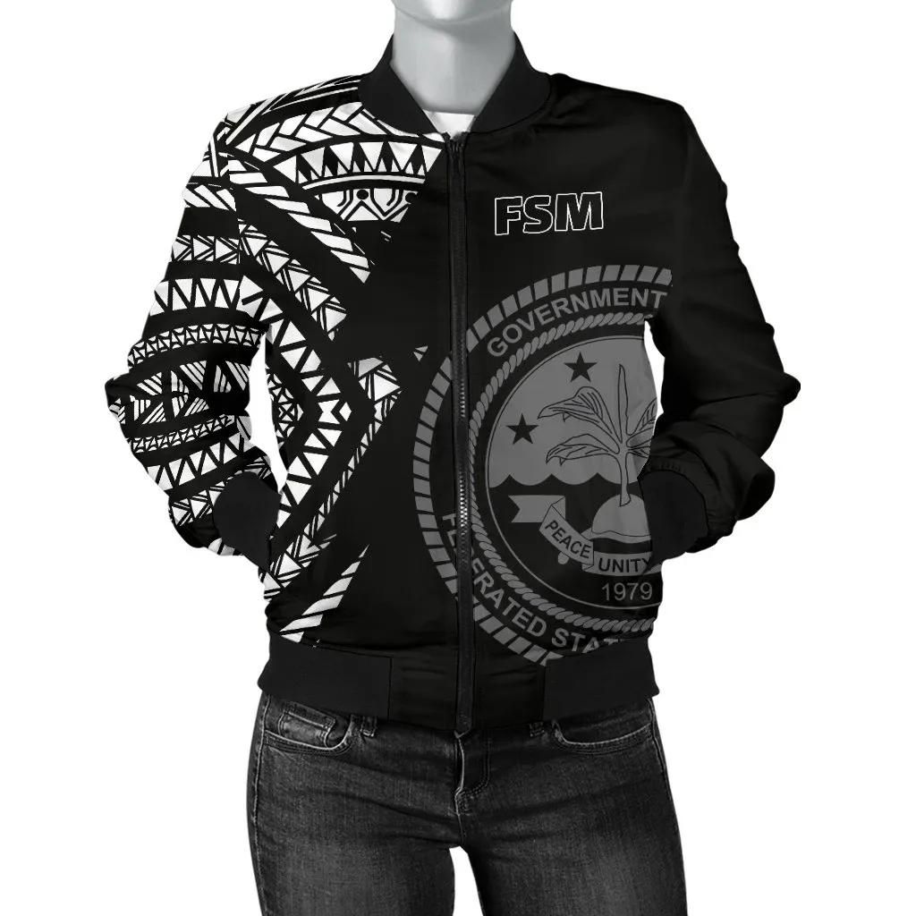 Federated States of Micronesia Pattern Women's Bomber Jacket - BN09 Bomber Jacket Federated States of Micronesia Pattern Women's Bomber Jacket - BN09 Bomber Jacket