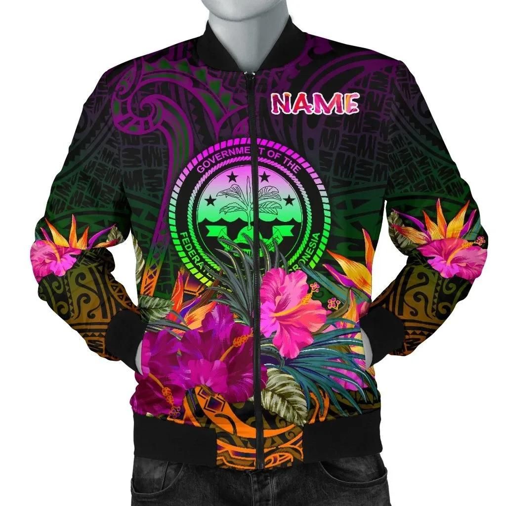 Federated States of Micronesia Personalised Men's Bomber jacket - Summer Hibiscus - BN15 Bomber Jacket Federated States of Micronesia Personalised Men's Bomber jacket - Summer Hibiscus - BN15 Bomber Jacket