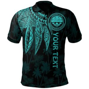 Federated States of Micronesia Personalised Polo Shirt- Polynesian Wings (Turquoise) - BN15