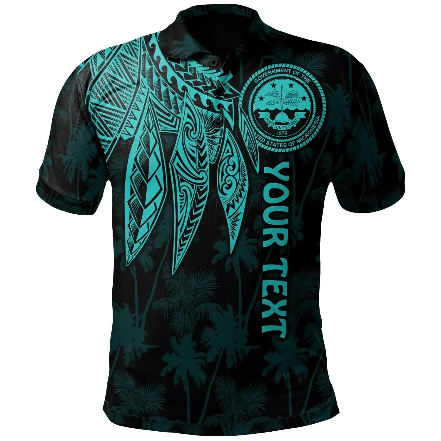 Federated States of Micronesia Personalised Polo Shirt- Polynesian Wings (Turquoise) - BN15 Federated States of Micronesia Personalised Polo Shirt- Polynesian Wings (Turquoise) - BN15
