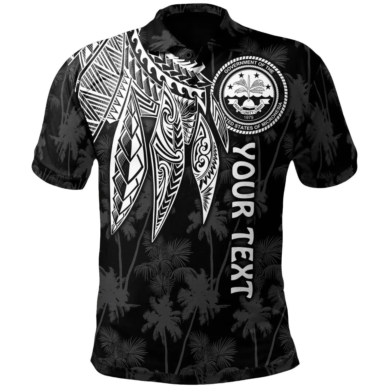 Federated States of Micronesia Personalised Polo Shirt- Polynesian Wings ( White) - BN15 Federated States of Micronesia Personalised Polo Shirt- Polynesian Wings ( White) - BN15