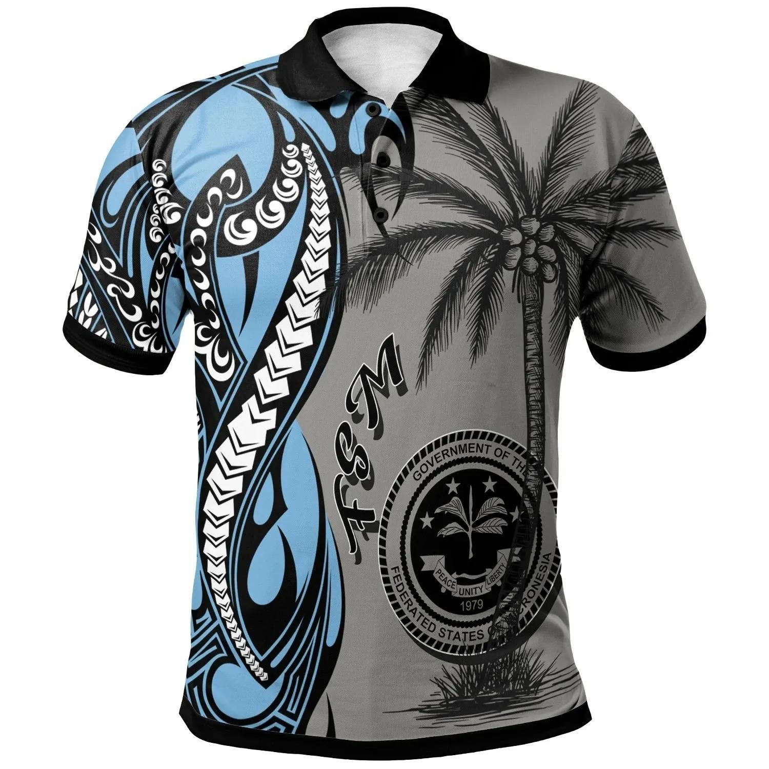 Federated States of Micronesia Polo Shirt - Classical Coconut Tree - BN29 Federated States of Micronesia Polo Shirt - Classical Coconut Tree - BN29