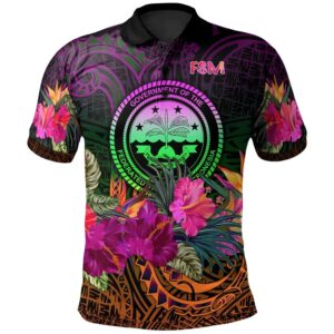 Federated States of Micronesia Polo Shirt - Summer Hibiscus - BN15