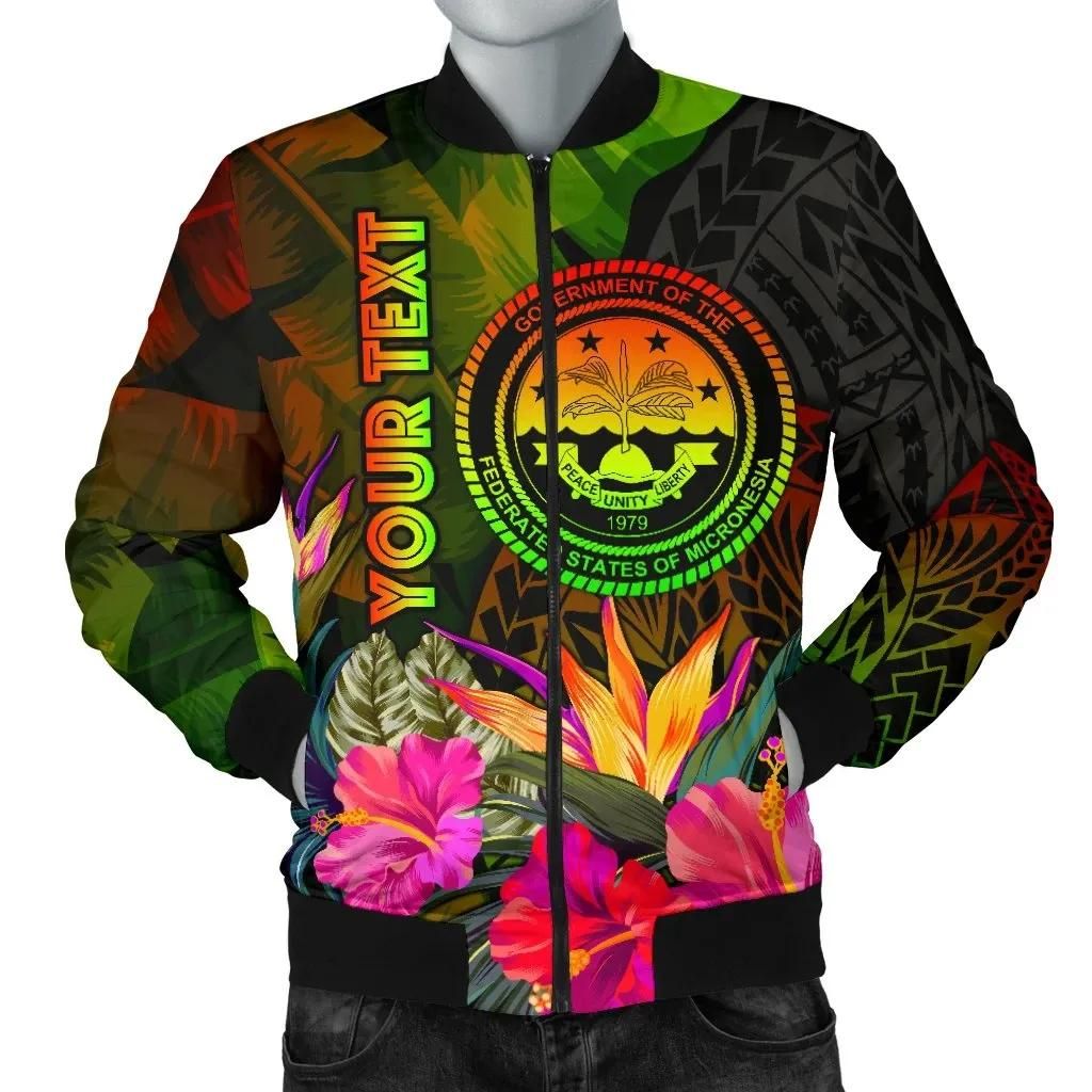 Federated States of Micronesia Polynesian Personalised Bomber Jackets- Hibiscus and Banana Leaves - BN15 Bomber Jacket Federated States of Micronesia Polynesian Personalised Bomber Jackets- Hibiscus and Banana Leaves - BN15 Bomber Jacket