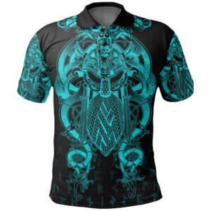 Fenrir & Tyr Tattoo Polo Shirt Blue Version A7