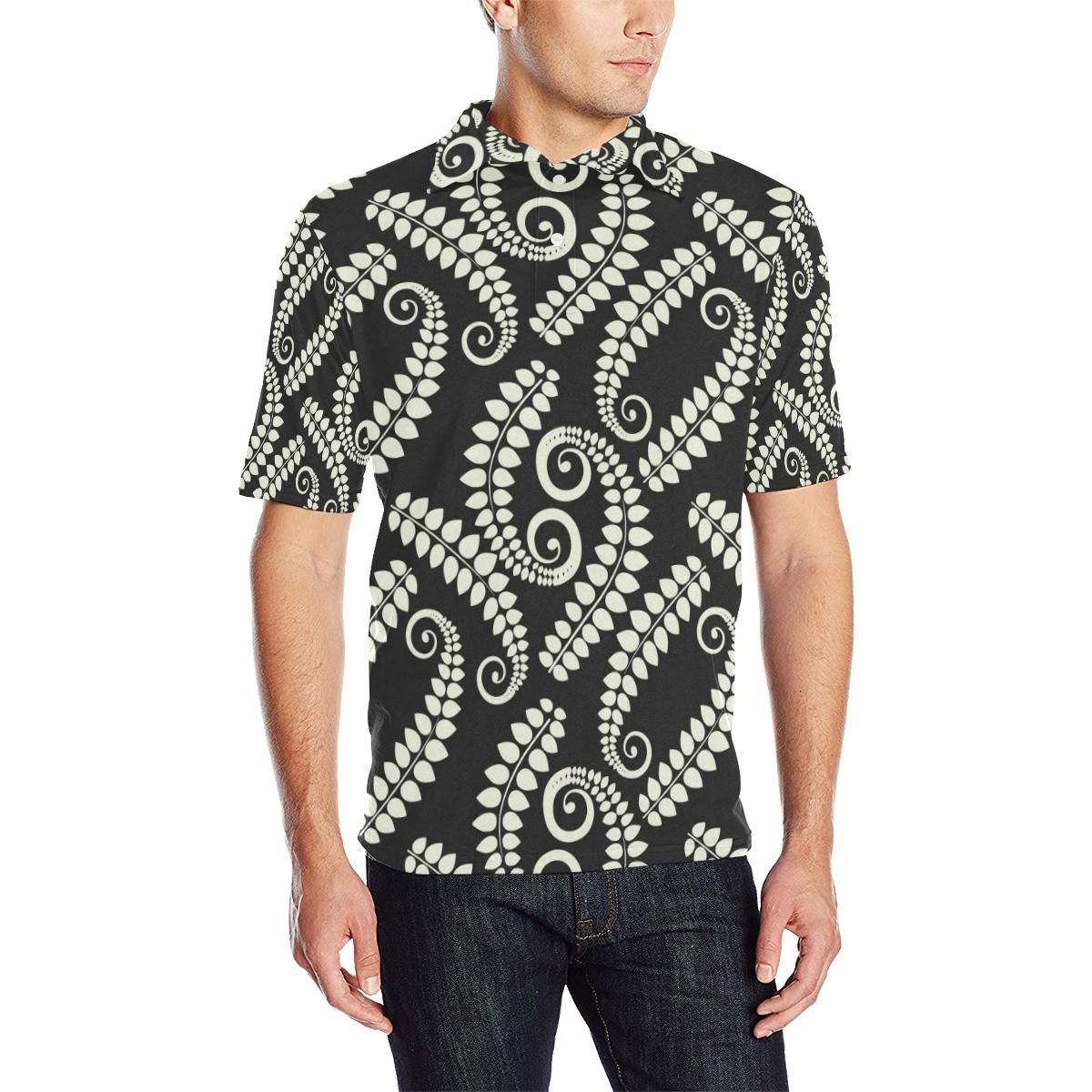 Fern Leave Print Pattern Men Polo Shirt Fern Leave Print Pattern Men Polo Shirt