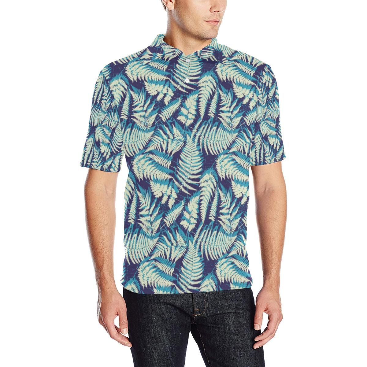 Fern Leave Summer Print Pattern Men Polo Shirt Fern Leave Summer Print Pattern Men Polo Shirt