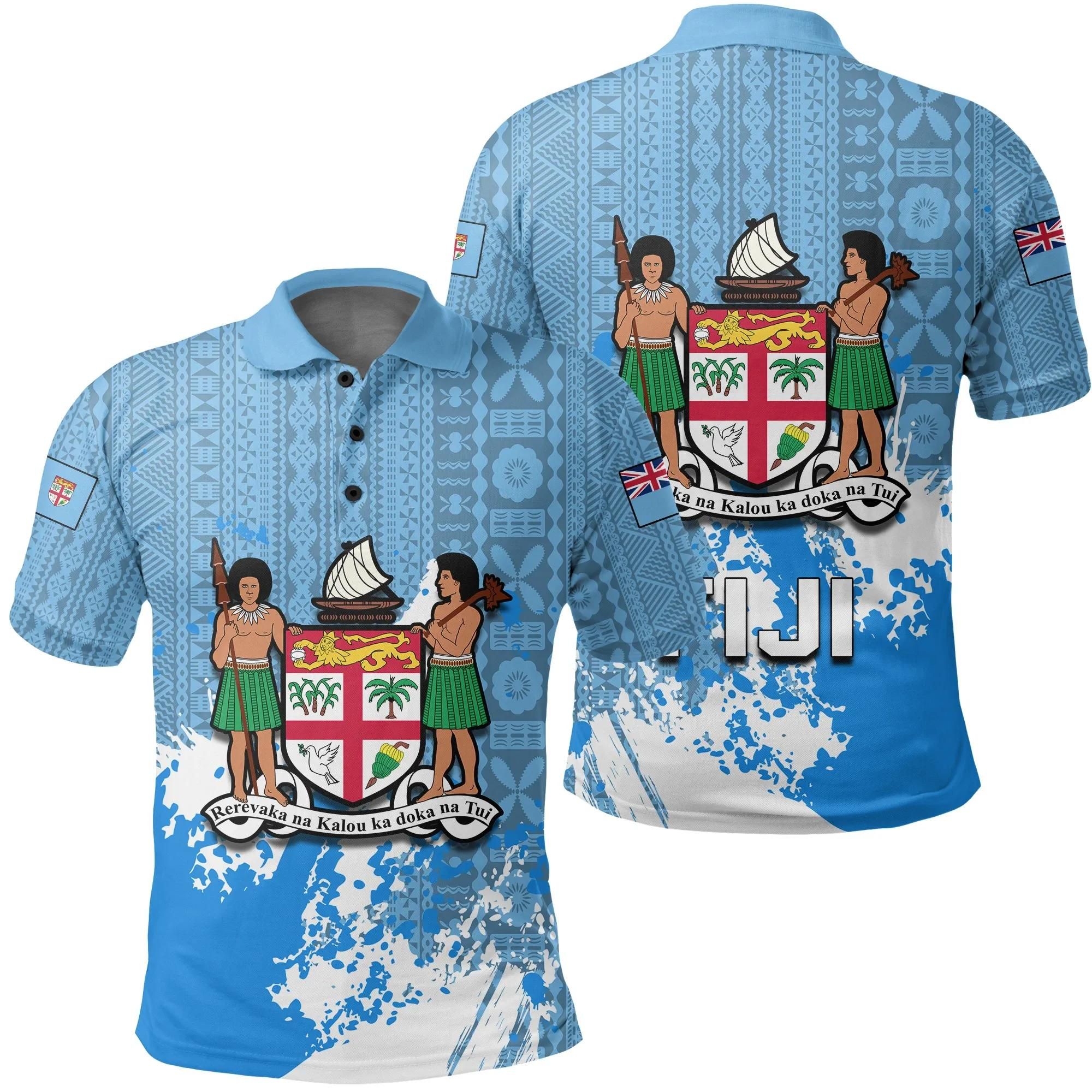 Fiji Coat Of Arms Polo Shirt Spaint Style J8W Fiji Coat Of Arms Polo Shirt Spaint Style J8W