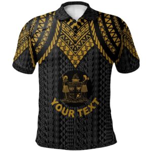 Fiji Custom Personalised Polo Shirt - Polynesian Armor Style Gold - BN39