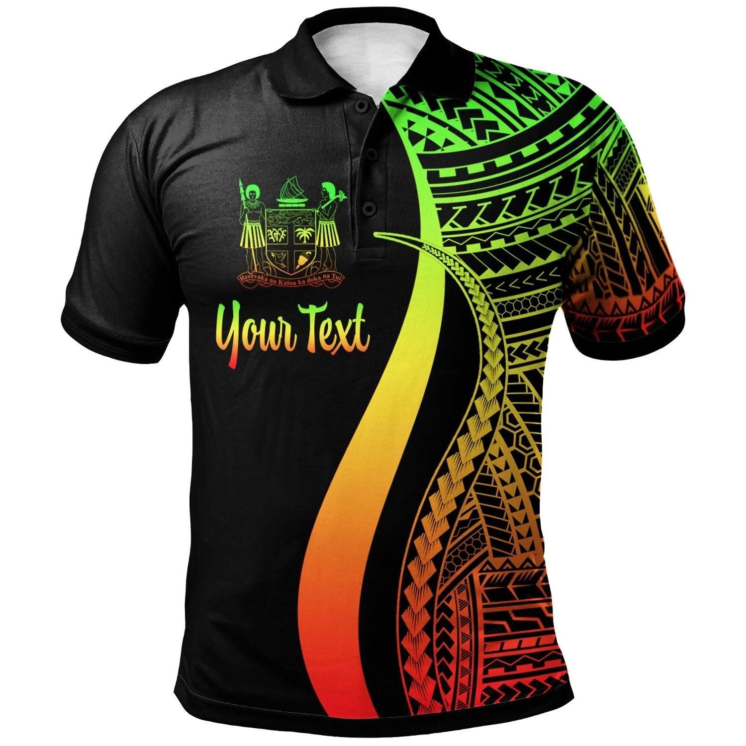 Fiji Custom Personalised Polo Shirt Reggae - Polynesian Tentacle Tribal Pattern Crest - BN11 Fiji Custom Personalised Polo Shirt Reggae - Polynesian Tentacle Tribal Pattern Crest - BN11