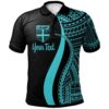 Fiji Custom Personalised Polo Shirt Turquoise - Polynesian Tentacle Tribal Pattern - BN11