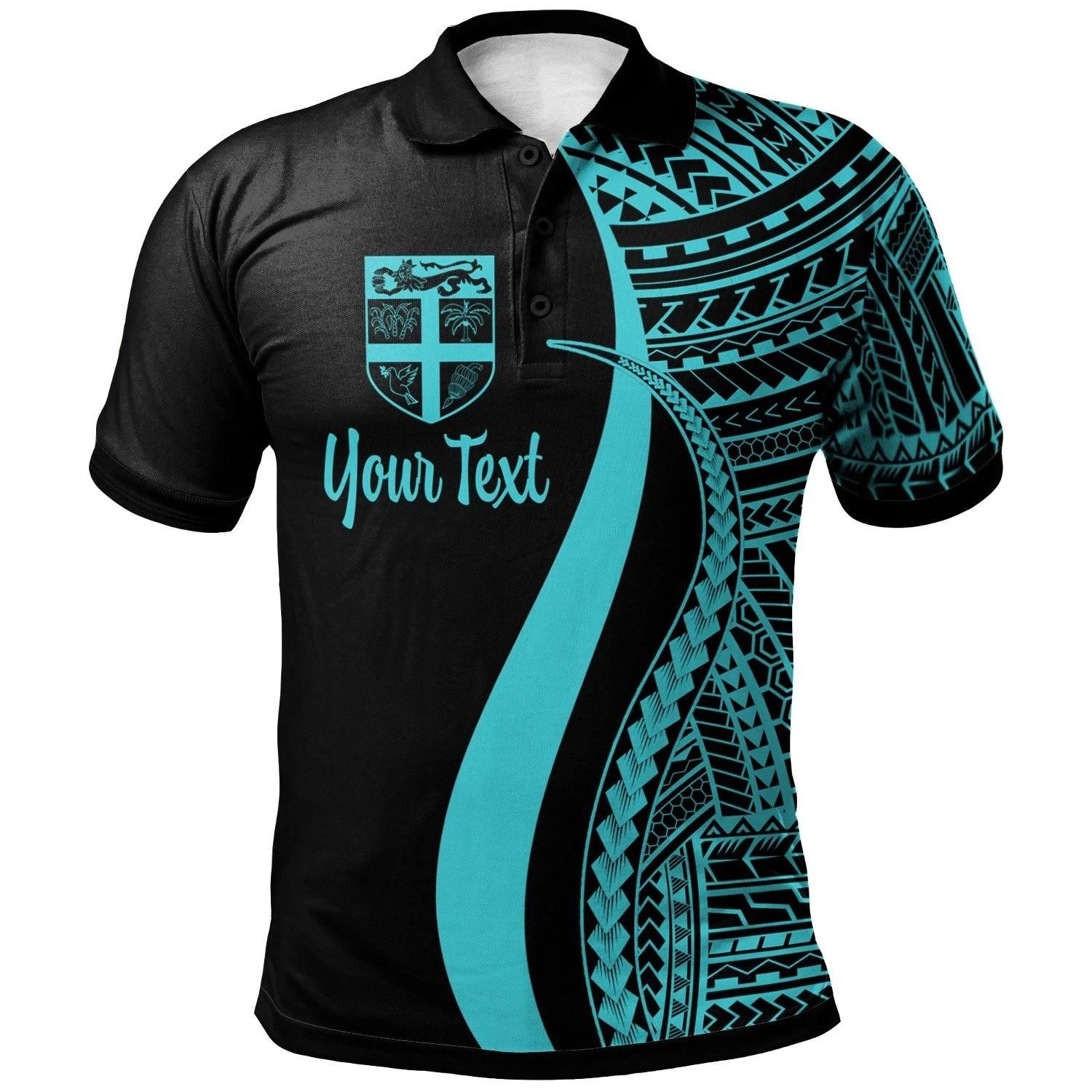 Fiji Custom Personalised Polo Shirt Turquoise - Polynesian Tentacle Tribal Pattern - BN11 Fiji Custom Personalised Polo Shirt Turquoise - Polynesian Tentacle Tribal Pattern - BN11