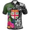 Fiji Custom Personalised Polo Shirt - Turtle Plumeria Banana Leaf - BN11