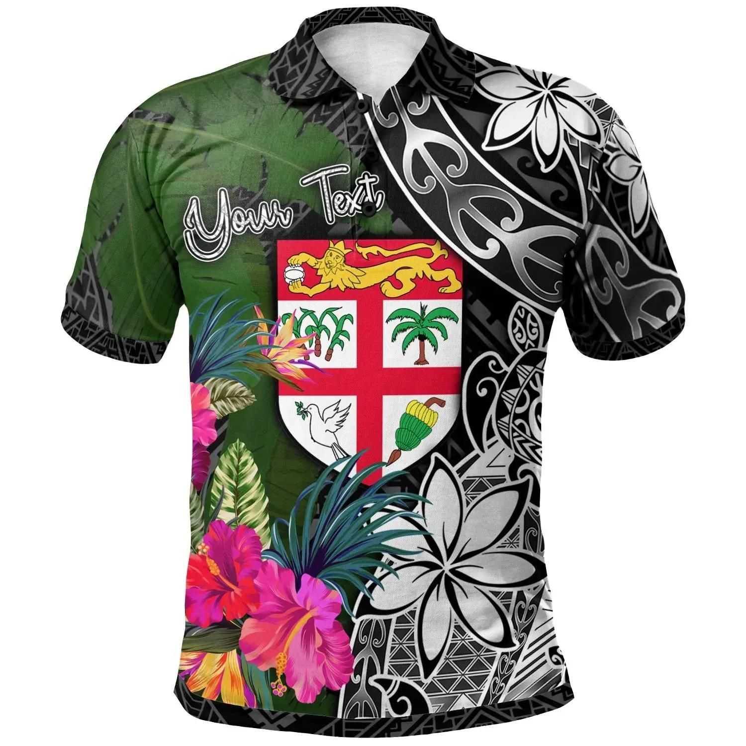 Fiji Custom Personalised Polo Shirt - Turtle Plumeria Banana Leaf - BN11 Fiji Custom Personalised Polo Shirt - Turtle Plumeria Banana Leaf - BN11