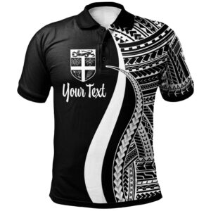 Fiji Custom Personalised Polo Shirt White - Polynesian Tentacle Tribal Pattern - BN11