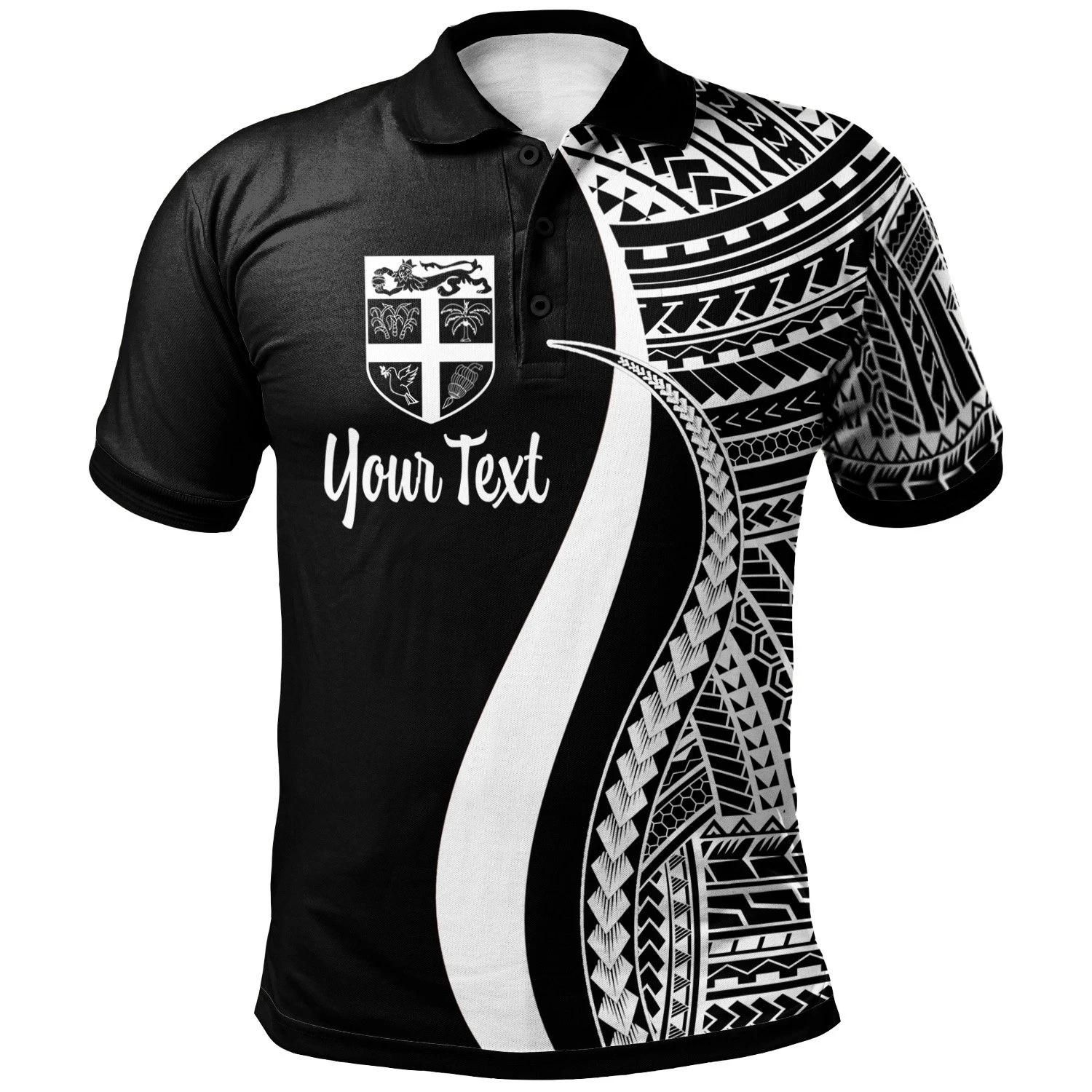 Fiji Custom Personalised Polo Shirt White - Polynesian Tentacle Tribal Pattern - BN11 Fiji Custom Personalised Polo Shirt White - Polynesian Tentacle Tribal Pattern - BN11