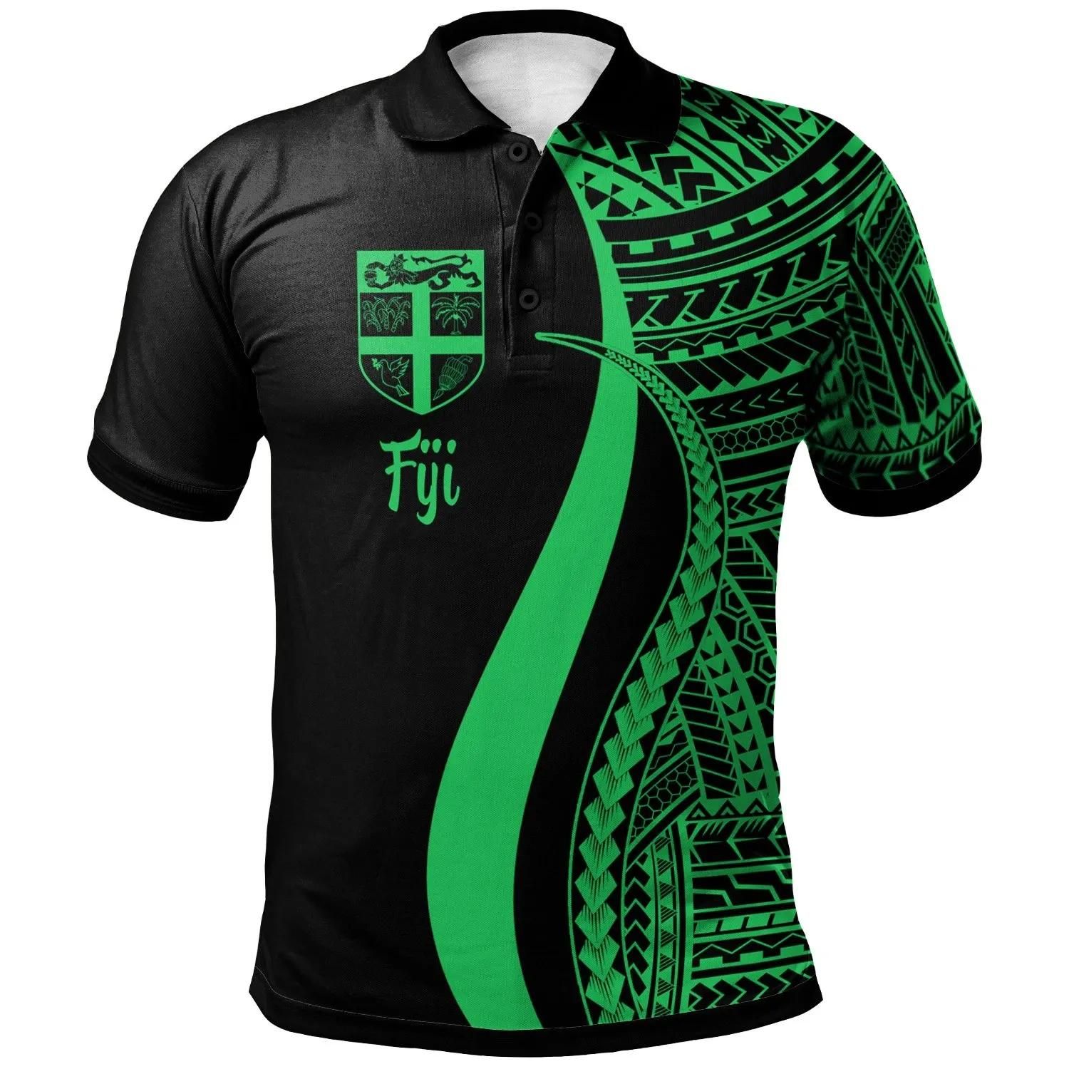 Fiji Polo Shirt Green - Polynesian Tentacle Tribal Pattern - BN11 Fiji Polo Shirt Green - Polynesian Tentacle Tribal Pattern - BN11