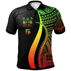 Fiji Polo Shirt Reggae - Polynesian Tentacle Tribal Pattern Crest - BN11