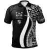 Fiji Polo Shirt White - Polynesian Tentacle Tribal Pattern Crest - BN11