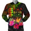 Fiji Polynesian Men's Bomber Jacket - Hibiscus and Banana Leaves - BN15 Bomber Jacket