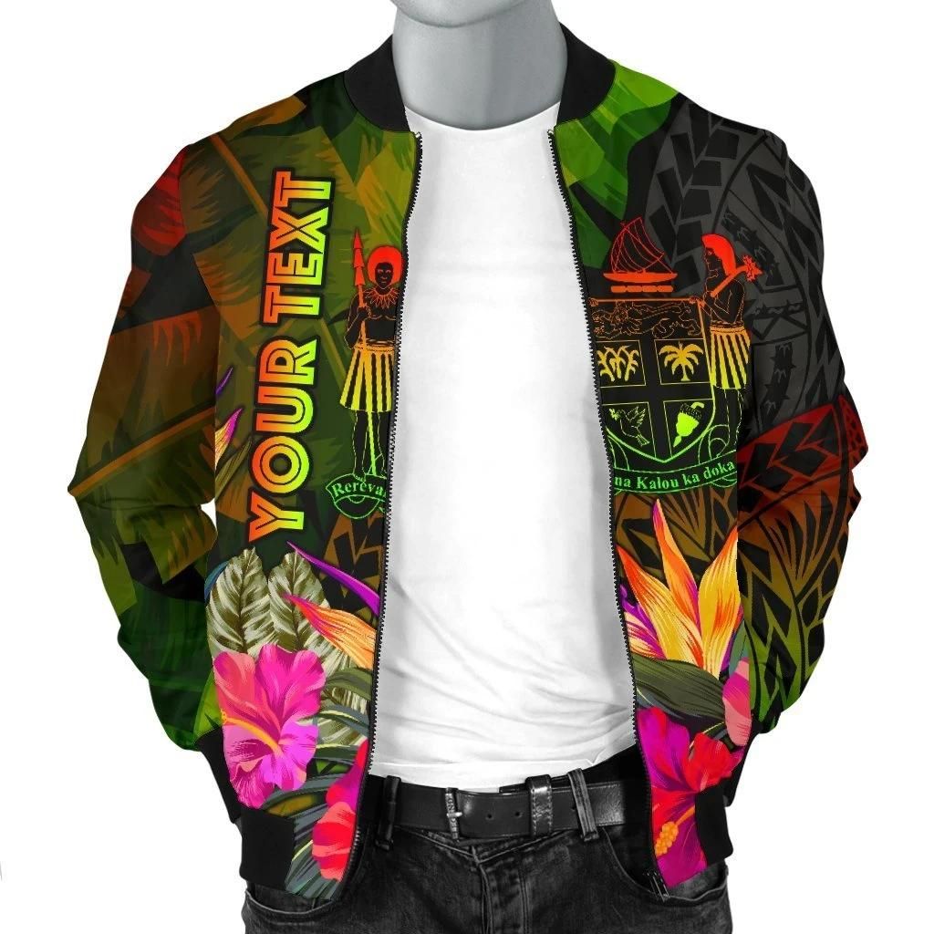 Fiji-Polynesian-Personalised-Mens-Bomber-Jacket-Hibiscus-and-Banana-Leaves-BN15-Bomber-Jacket-2