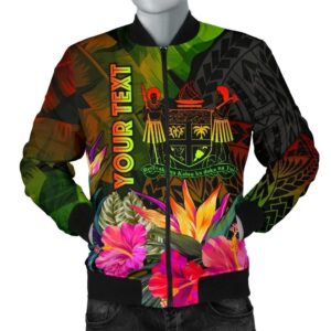 Fiji Polynesian Personalised Men's Bomber Jacket -  Hibiscus and Banana Leaves - BN15 Bomber Jacket
