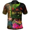Fiji Polynesian Personalised Polo Shirt - Hibiscus and Banana Leaves - BN15