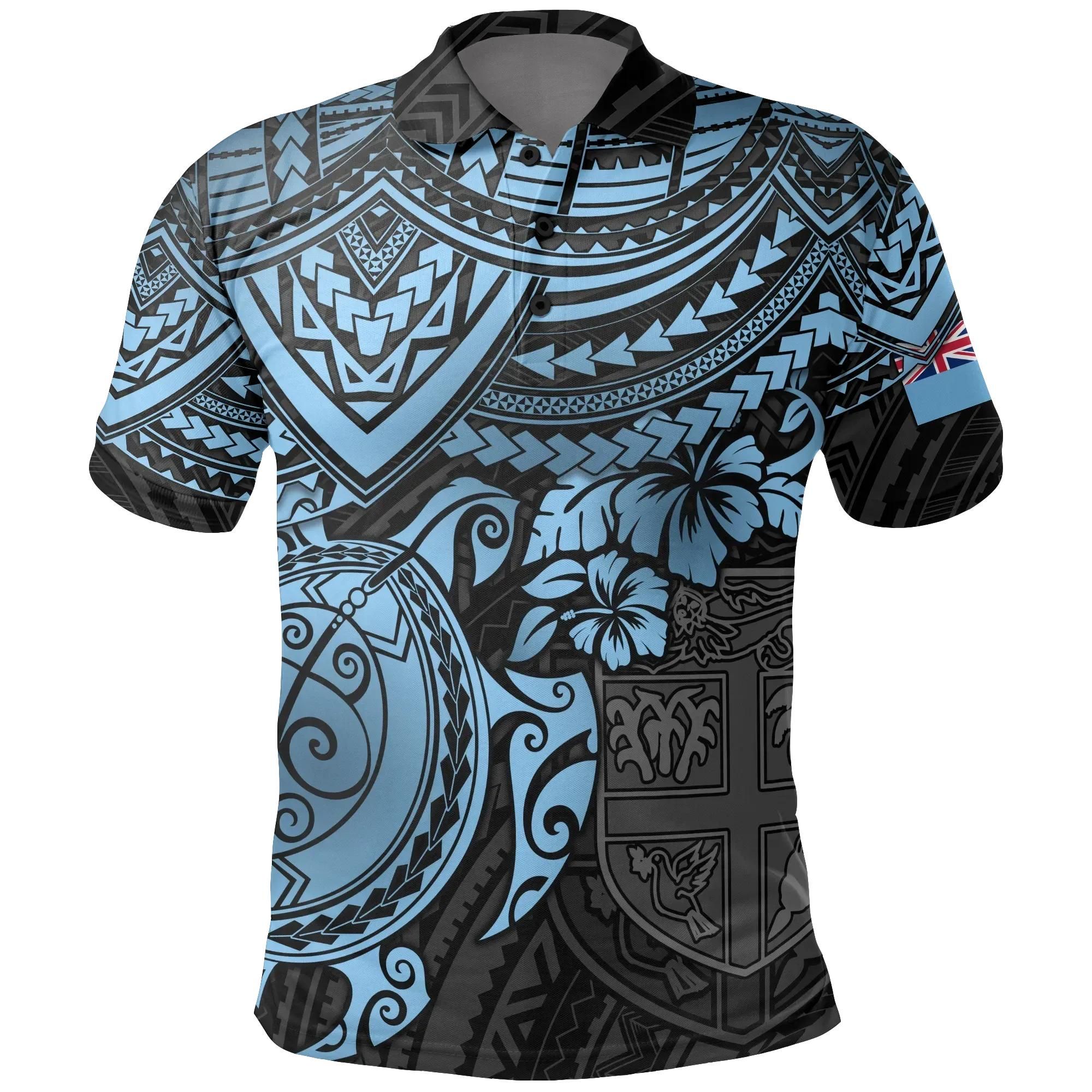 Fiji Polynesian Polo Shirt - Blue Turtle - BN1518 Fiji Polynesian Polo Shirt - Blue Turtle - BN1518