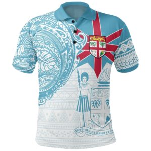 Fiji Polynesian Polo Shirt - Fiji Flag with Coat of Arms - BN15