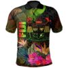 Fiji Polynesian Polo Shirt -  Hibiscus and Banana Leaves - BN15