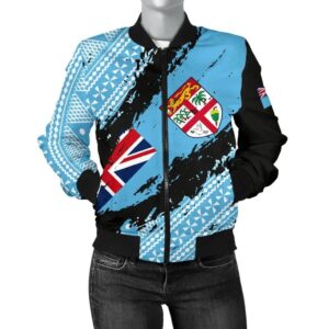 Fiji Tapa Women's Bomber Jacket - Nora Style J91 Bomber Jacket