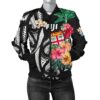 Fiji Women's Bomber Jacket Coat Of Arms Polynesian With Hibiscus TH5 Bomber Jacket