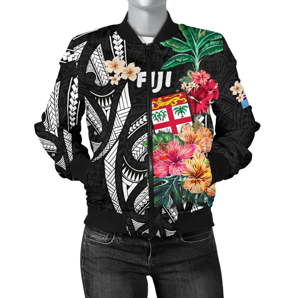 Fiji Women's Bomber Jacket Coat Of Arms Polynesian With Hibiscus TH5 Bomber Jacket Fiji Women's Bomber Jacket Coat Of Arms Polynesian With Hibiscus TH5 Bomber Jacket