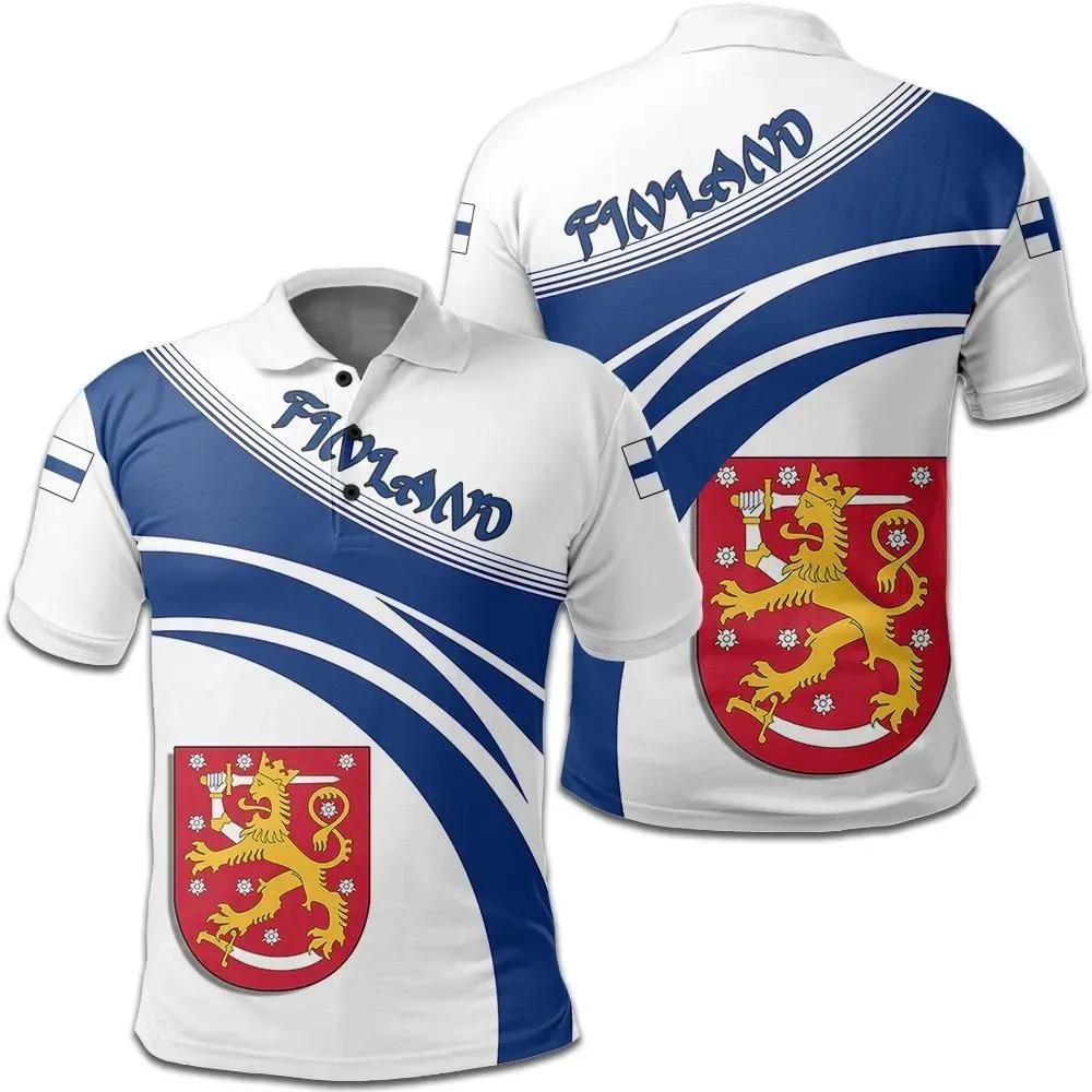 Finland Coat Of Arms Polo Shirt Cricket Style J5W Finland Coat Of Arms Polo Shirt Cricket Style J5W