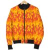 Fire Flame Print Pattern Women Casual Bomber Jacket