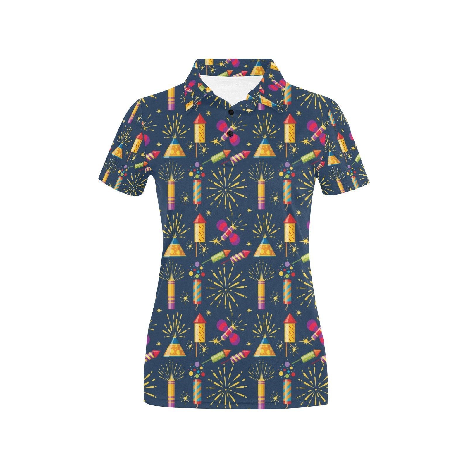 Firework Sparkling Rockets Print Design Lks306 Women'S Polo Shirt Firework Sparkling Rockets Print Design Lks306 Women'S Polo Shirt