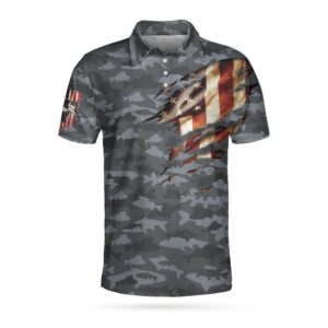 Fishing American Flag 3D All Over Printed Polo Shirt