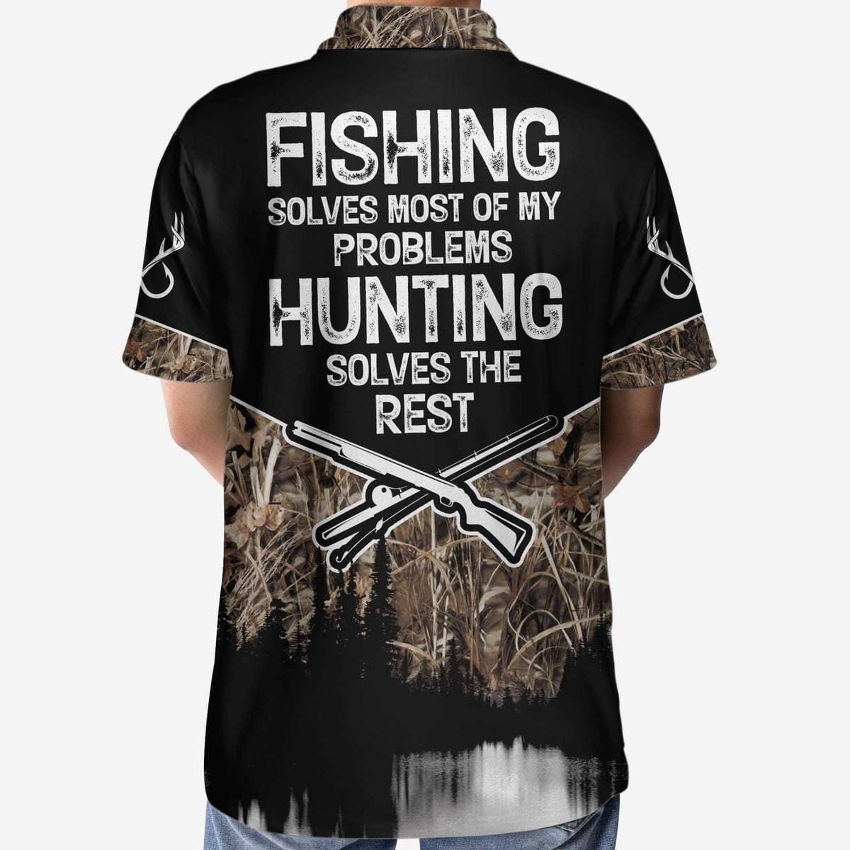 Fishing And Hunting Solve My Problems American Angler Hunter Polo Shirt #V Fishing And Hunting Solve My Problems American Angler Hunter Polo Shirt #V