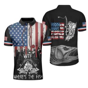 Fishing Fear Me Grim Reaper American Angler Polo Shirt #V