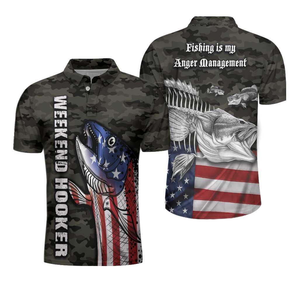 Fishing Weekend Hooker American Angler Camo Polo Shirt #V Fishing Weekend Hooker American Angler Camo Polo Shirt #V