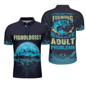Fishologist Just Want To Go Fishing American Angler Polo Shirt #V