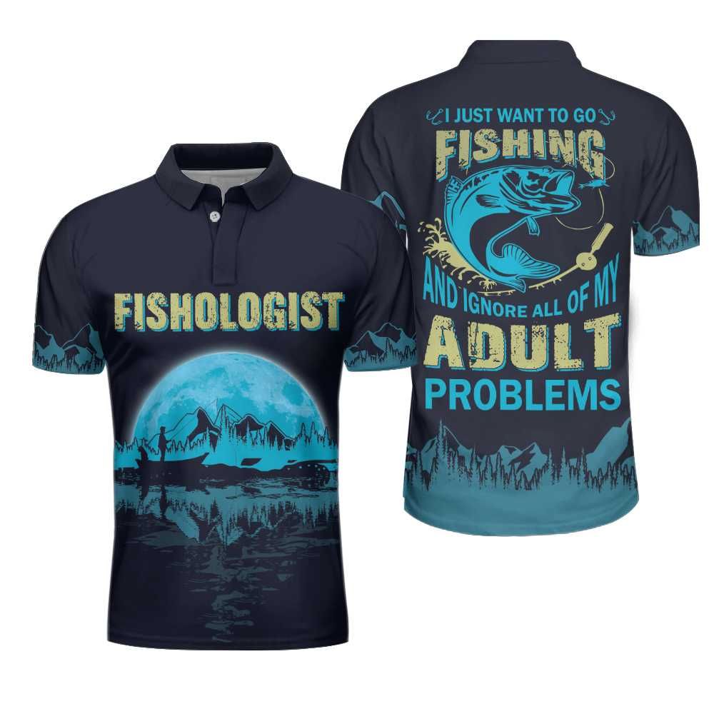 Fishologist Just Want To Go Fishing American Angler Polo Shirt #V Fishologist Just Want To Go Fishing American Angler Polo Shirt #V