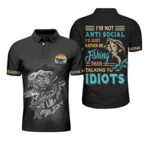 Fishsaurus Rex I'M Not Anti Social Polo Shirt