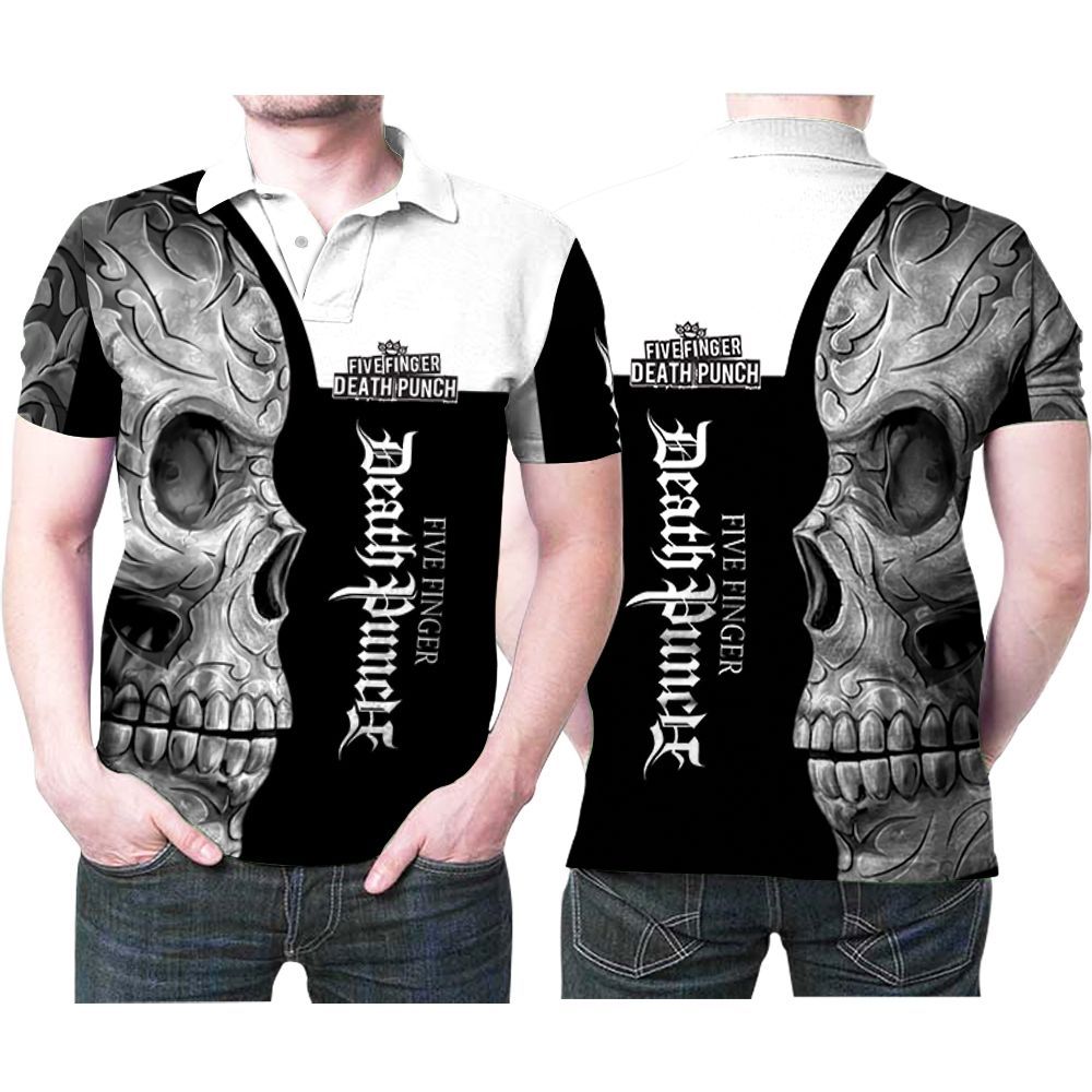 Five Finger Death Heavy Rock Band Skull For Fan 3D Polo Shirt Five Finger Death Heavy Rock Band Skull For Fan 3D Polo Shirt