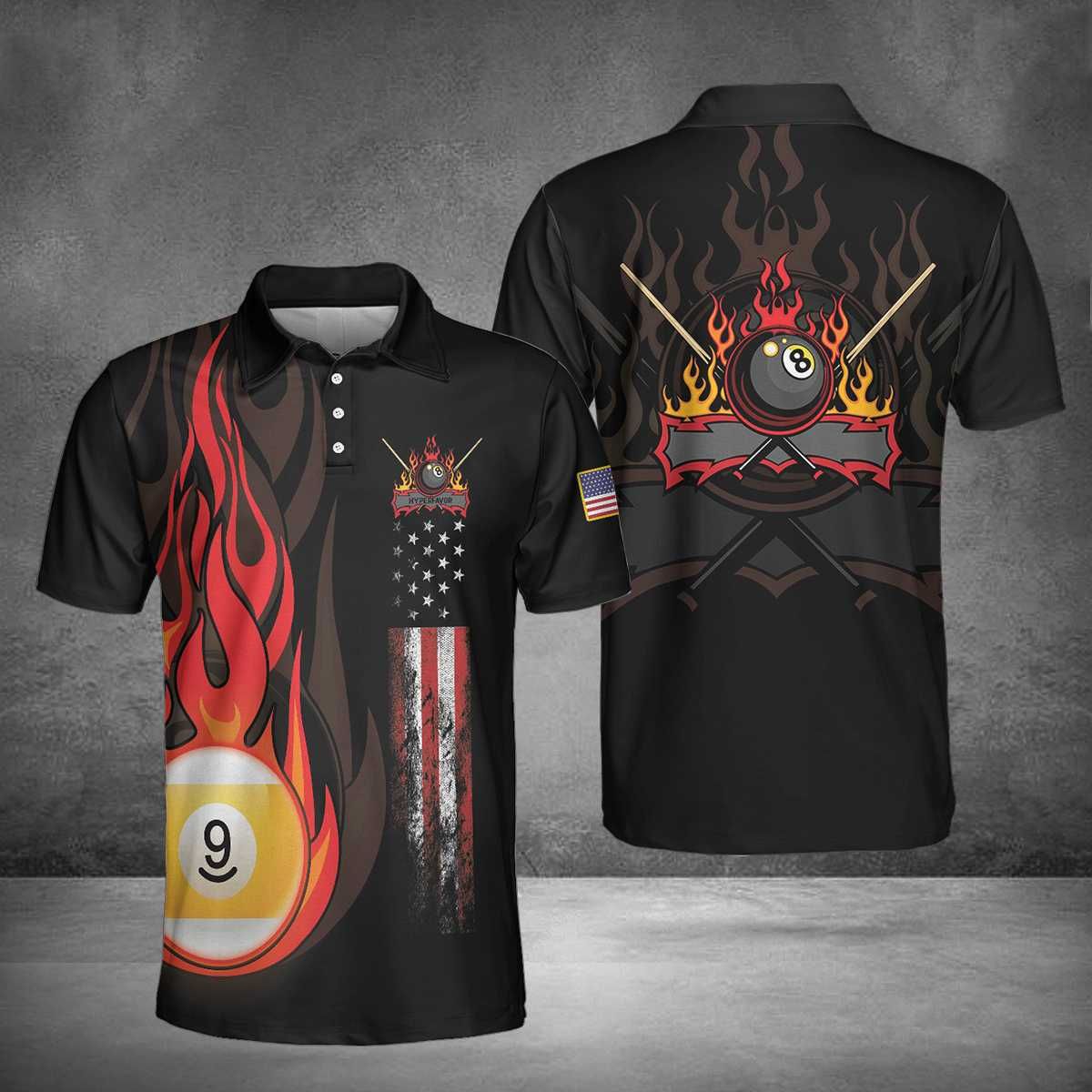 Flame 9 Billiard Pool Polo Shirt #Dh Flame 9 Billiard Pool Polo Shirt #Dh