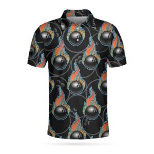 Flame Bowling On Fire Vintage Polo Shirt #V