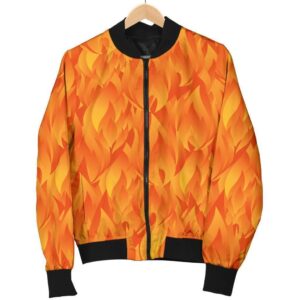 Flame Fire Pattern Print Women Casual Bomber Jacket