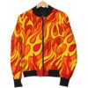 Flame Fire Print Pattern Women Casual Bomber Jacket
